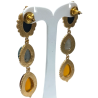 Boucles Onyx Labradorite et Ambre Laiton Plaqué Or Collection NIIKI