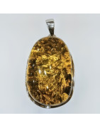 Pendentif Ambre Vert avec Chaîne Argent 925