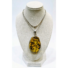Pendentif Ambre Vert avec Chaîne Argent 925