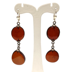Boucles Ambre Cognac Argent 925