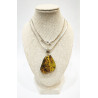 Pendentif Ambre Vert avec Chaîne 44cm