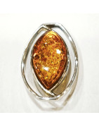 Pendentif Ambre Baltique Cognac Argent 925