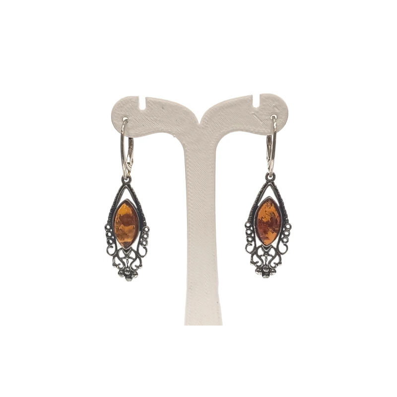 Boucles Ambre "Amande" Ethnique Argent 925 (s)
