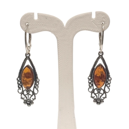 Boucles Ambre "Amande" Ethnique Argent 925 (s)