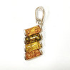 Pendentif Ambre Baltique et Vert Argent 925 avec Chaîne Acier 48 cm
