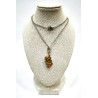 Pendentif Ambre Baltique et Vert Argent 925 avec Chaîne Acier 48 cm