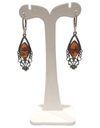 Boucles Ambre "Amande" Ethnique Argent 925 (s)