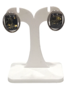 Boucles Ambre Vert rectangles Argent 925