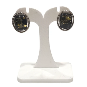Boucles Ambre Vert rectangles Argent 925