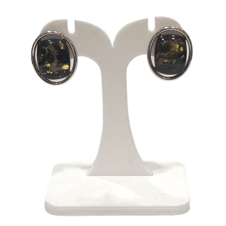 Boucles Ambre Vert rectangles Argent 925