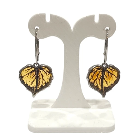 Boucles Ambre Vert Feuilles Argent 925