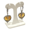Boucles Ambre Vert Feuilles Argent 925