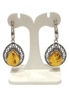 Boucles Ambre Ovales à Clips Argent 925
