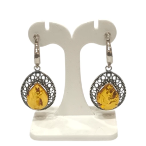 Boucles Ambre Ovales à Clips Argent 925