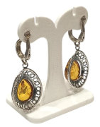 Boucles Ambre Ovales à Clips Argent 925