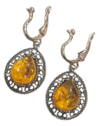 Boucles Ambre Ovales à Clips Argent 925