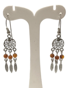 Boucles Ambre Fleur de vie "attrape rêve" Argent 925