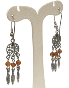 Boucles Ambre Fleur de vie "attrape rêve" Argent 925
