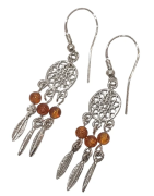 Boucles Ambre Fleur de vie "attrape rêve" Argent 925