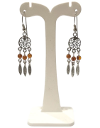Boucles Ambre Fleur de vie "attrape rêve" Argent 925