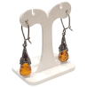 Boucles Ambre Cognac Gouttes Argent 925