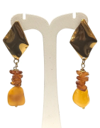 Boucles Ambre Cognac et Miel Plaqué Or