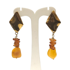 Boucles Ambre Cognac et Miel Plaqué Or