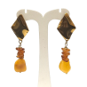 Boucles Ambre Cognac et Miel Plaqué Or