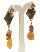 Boucles Ambre Cognac et Miel Plaqué Or