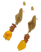 Boucles Ambre Cognac et Miel Plaqué Or