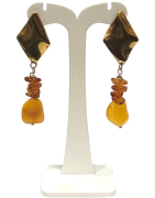 Boucles Ambre Cognac et Miel Plaqué Or