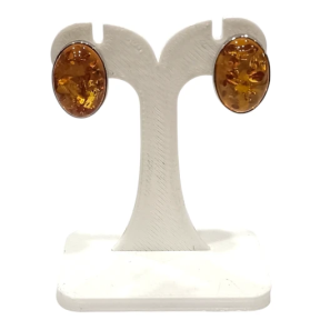Boucles Ambre Ovales à clips Argent 925