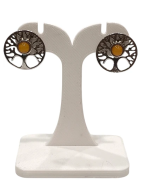 Boucles Ambre miel Arbre de vie Argent 925