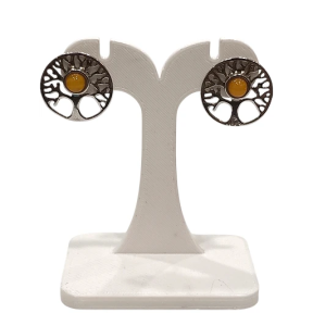 Boucles Ambre miel Arbre de vie Argent 925