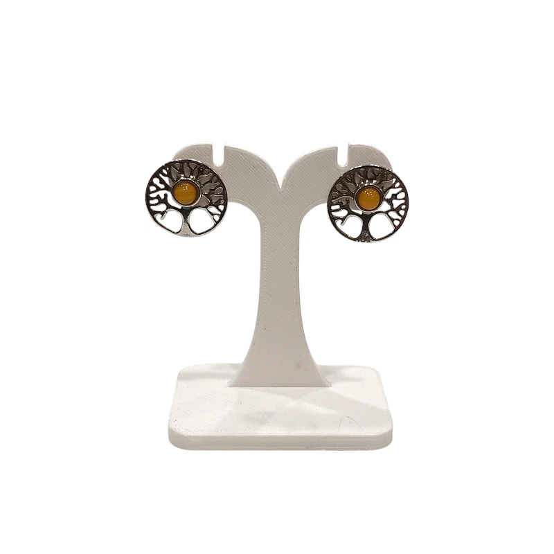 Boucles Ambre miel Arbre de vie Argent 925