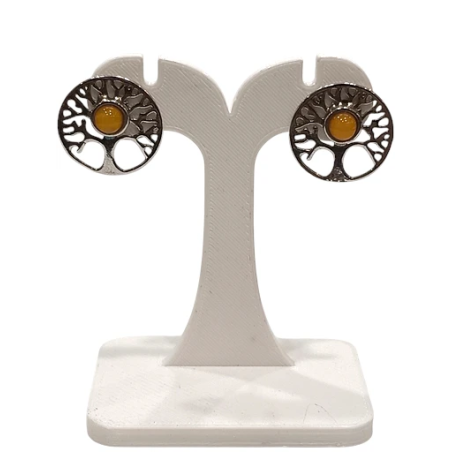Boucles Ambre miel Arbre de vie Argent 925