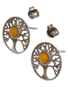 Boucles Ambre miel Arbre de vie Argent 925