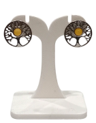 Boucles Ambre Arbre de vie Argent 925