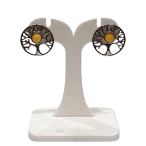 Boucles Ambre Arbre de vie Argent 925