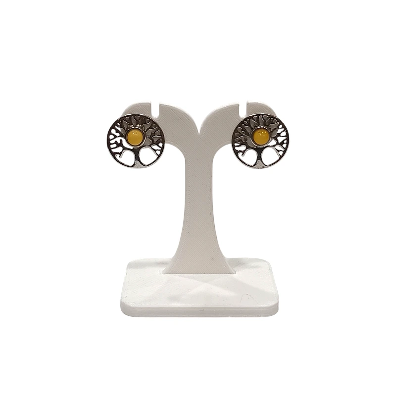 Boucles Ambre Arbre de vie Argent 925