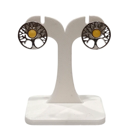 Boucles Ambre Arbre de vie Argent 925