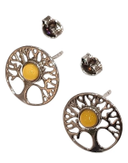 Boucles Ambre Arbre de vie Argent 925