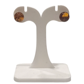 Boucles Ambre Cognac Boules Argent 925
