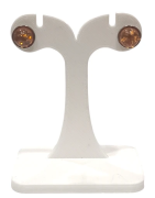 Boucles Ambre Cognac Demi-Boules Argent 925