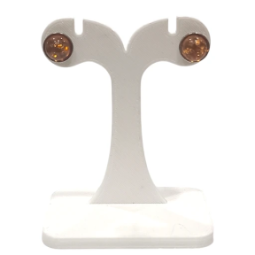 Boucles Ambre Cognac Demi-Boules Argent 925