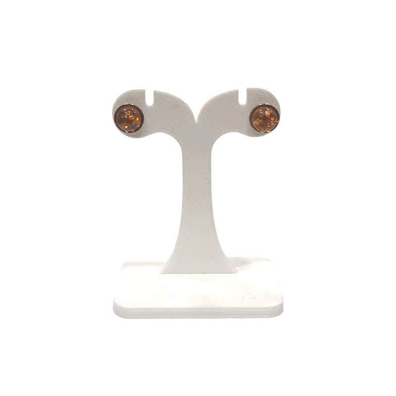 Boucles Ambre Cognac Demi-Boules Argent 925