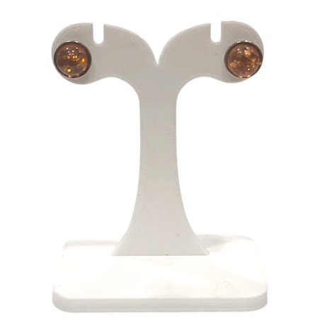 Boucles Ambre Cognac Demi-Boules Argent 925