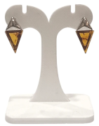 Boucles Ambre Cognac Triangles Argent 925