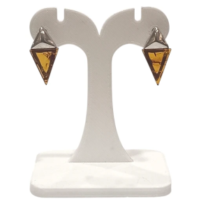 Boucles Ambre Cognac Triangles Argent 925