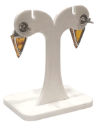 Boucles Ambre Cognac Triangles Argent 925